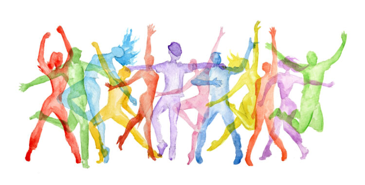 Watercolor dance set on white background and Dance poses